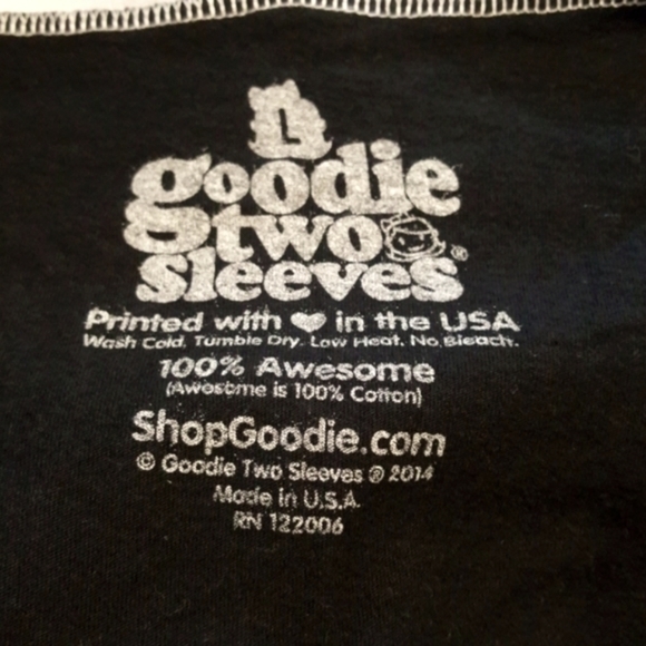 Goodie Two Sleeves  Black - white graphic V neck  T-Shirt Top - Picture 6 of 6